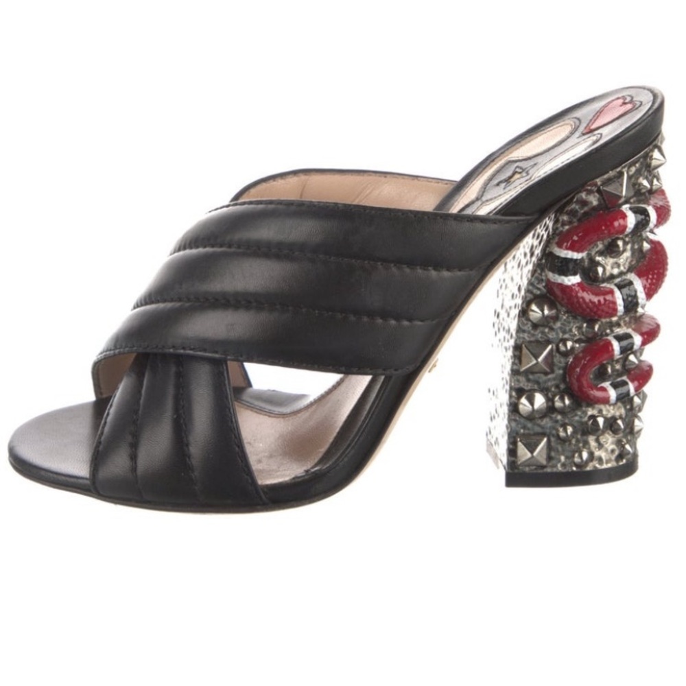 GUCCI WEBBY SNAKE MULE/HEELS 8